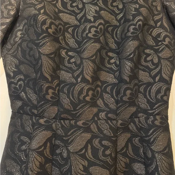 Collectif Black and Gold Juliette Jacquard Pencil Dress - Picture 5 of 11